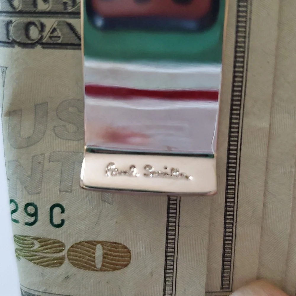 Paul Smith Silver and Black Striped Money Clip